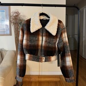 Revolve cropped plaid jacket